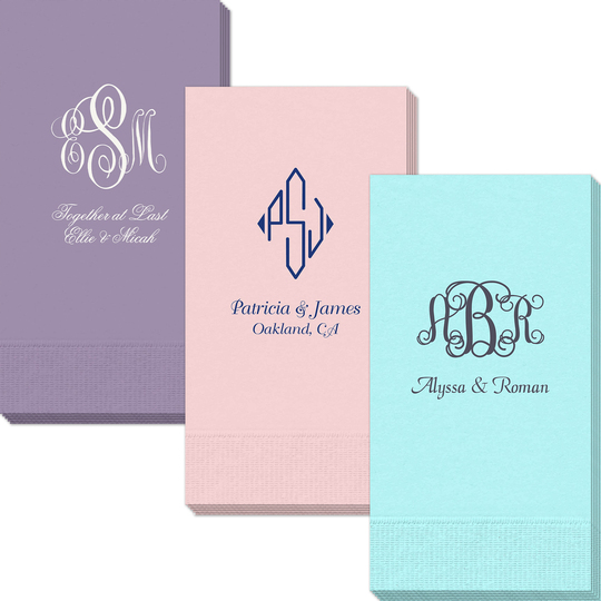 Pick Your Three Letter Monogram Style with Text Guest Towels